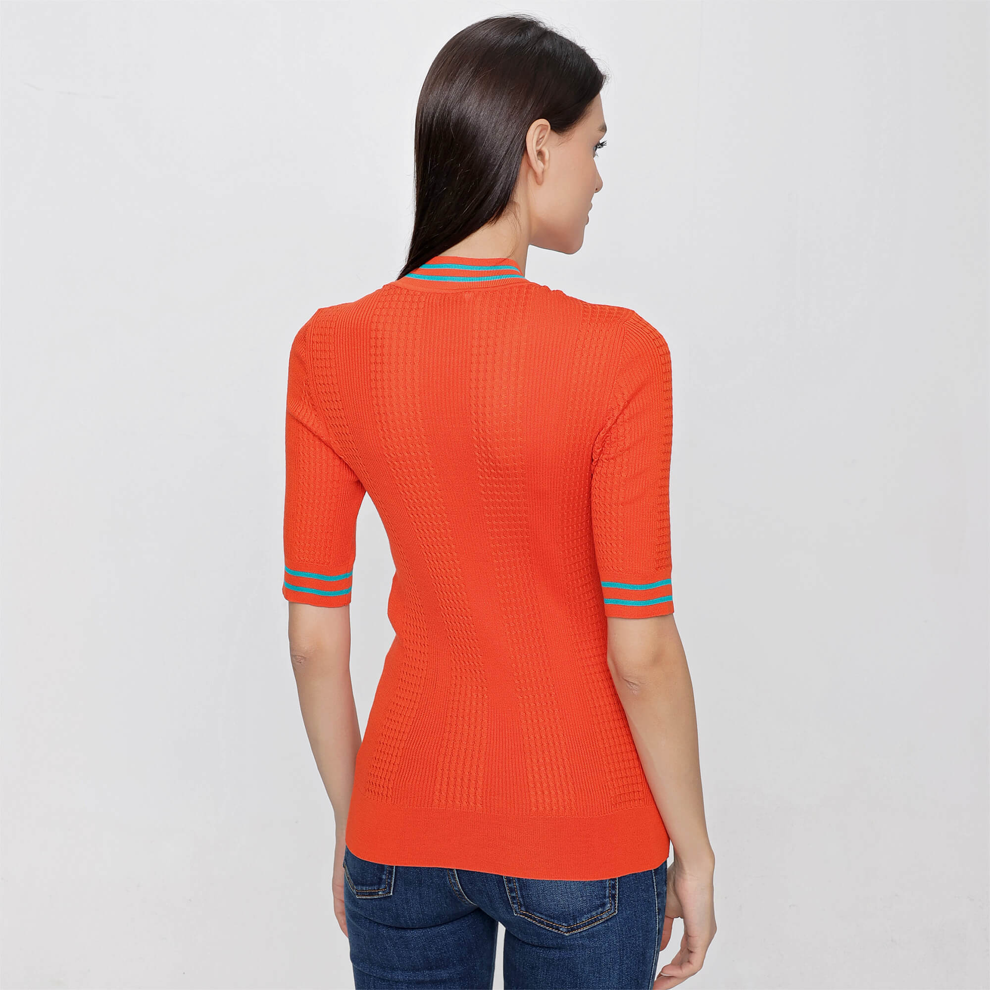 FENDI - Orange Short Sleeve Silk Sweater